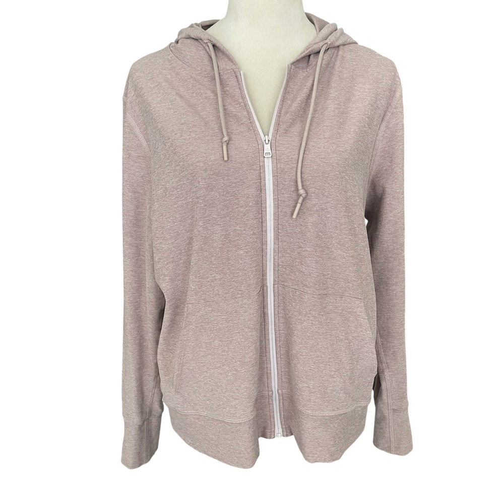 Beyond Yoga Mauve Zip Up Hoodie Sweater Womens L Preppy Sporty Activewear Chic